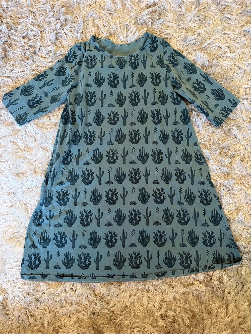 Women’s Teal Green Cactus Print Dress